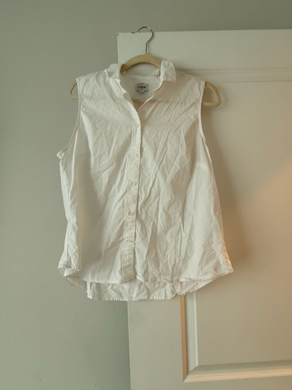 J.CREW White Cotton Sleeveless Button-Down Collared Blouse Topđ - Picture 6 of 8